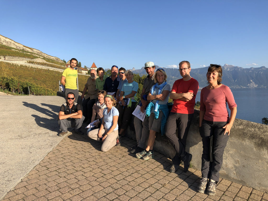 Médiateurs du Geopark Chablais sur les terrasses du Lavaux